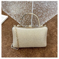 Chic Glitter Sequins Diamond Clutch Handbag Women Metal Top Handle PU Leather Square Rhinestone Messenger Purse Chain Bag Box - Blingy Bag LLC