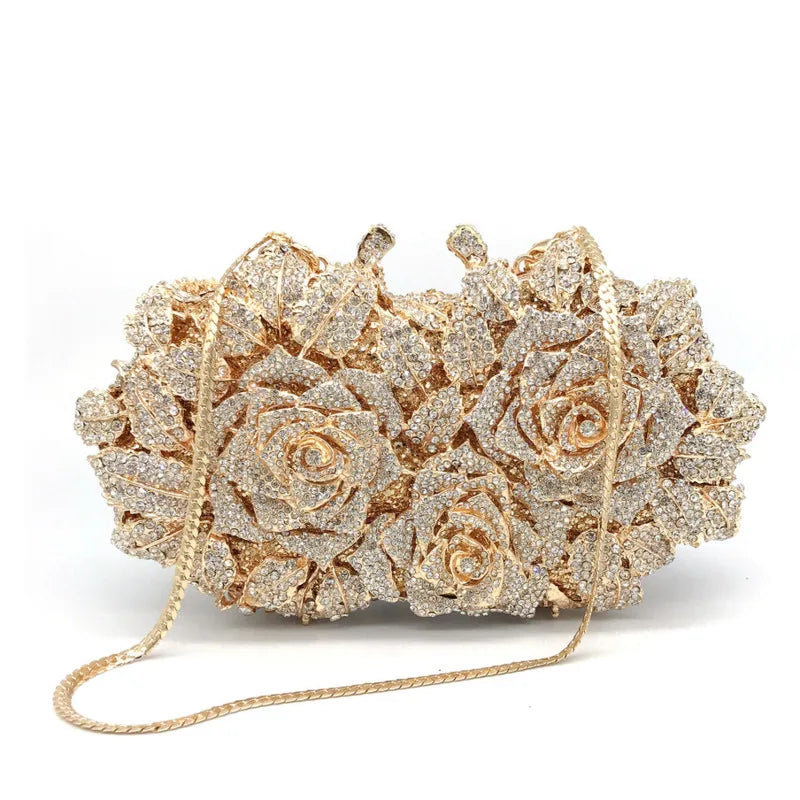 Floral Diamond Party Clutch - Blingy Bag LLC