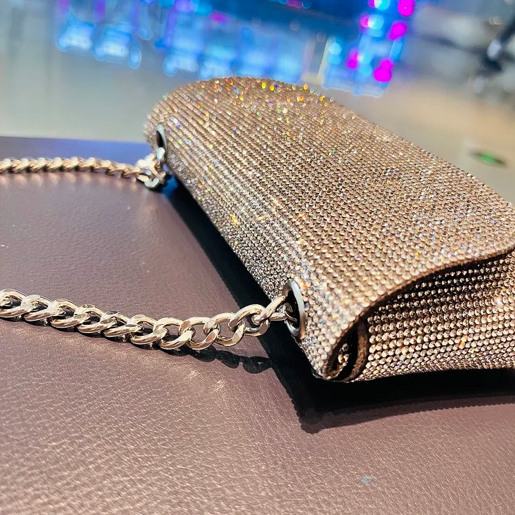 JIOMAY Rhinestones Bag for Women 2024 Mini Purses and Handbags Clutch Wallets Ladies PU Leather Chain Party Evening Shoulder Bag - Blingy Bag LLC