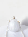 Pearl White Marble Oval Acrylic Box Clutches Purse Evening Bags Wedding Rhinestone Handbags Bridal PVC Female  Mini Purses Bag - Blingy Bag LLC