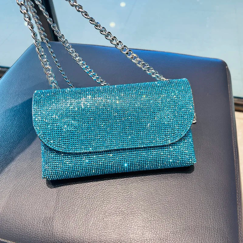 JIOMAY Rhinestones Bag for Women 2024 Mini Purses and Handbags Clutch Wallets Ladies PU Leather Chain Party Evening Shoulder Bag - Blingy Bag LLC