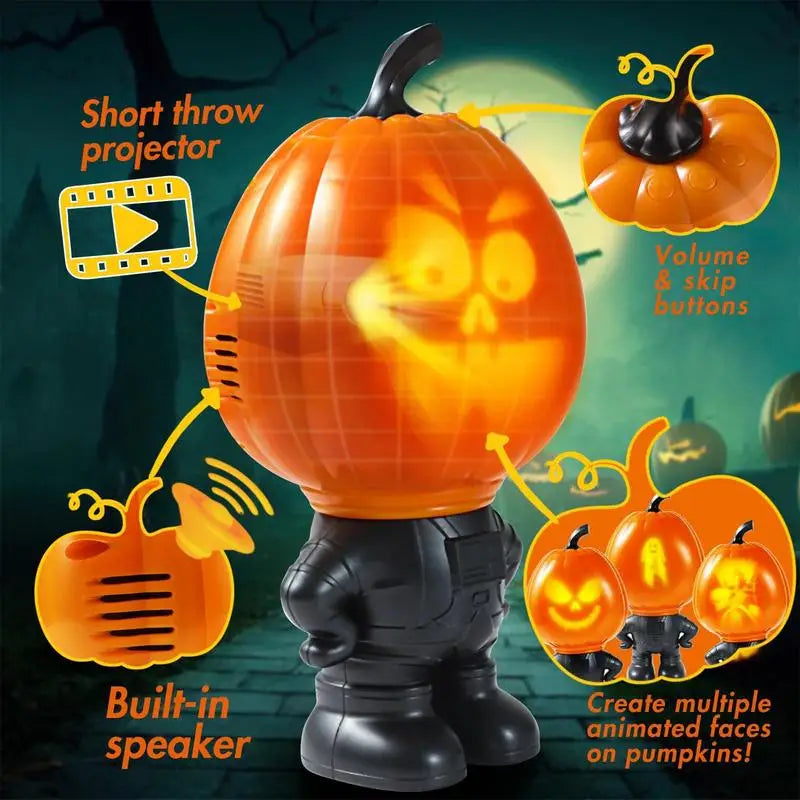 Talking Animated Pumpkin Halloween Pumpkin with Built in Projector Speaker Adjustable Volume Decorative Outdoor Lighting - Blingy Bag LLC