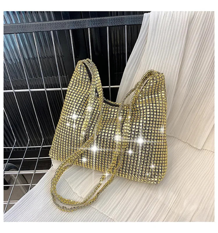 Fashion Rhinestone Shiny Handbag Women Sparkling Evening Clutch Tote Purse Bags Luxury Design Causal Handbag Ladies Shoulder Bag - Blingy Bag LLC