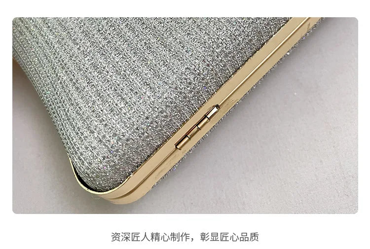 Chic Glitter Sequins Diamond Clutch Handbag Women Metal Top Handle PU Leather Square Rhinestone Messenger Purse Chain Bag Box - Blingy Bag LLC