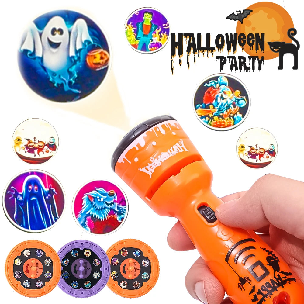 Children's Halloween Ghost Pumpkin Flashlight Projector Toy Flashlight Lamp Picture Learning Toy Baby Educational Halloween Gift - Blingy Bag LLC