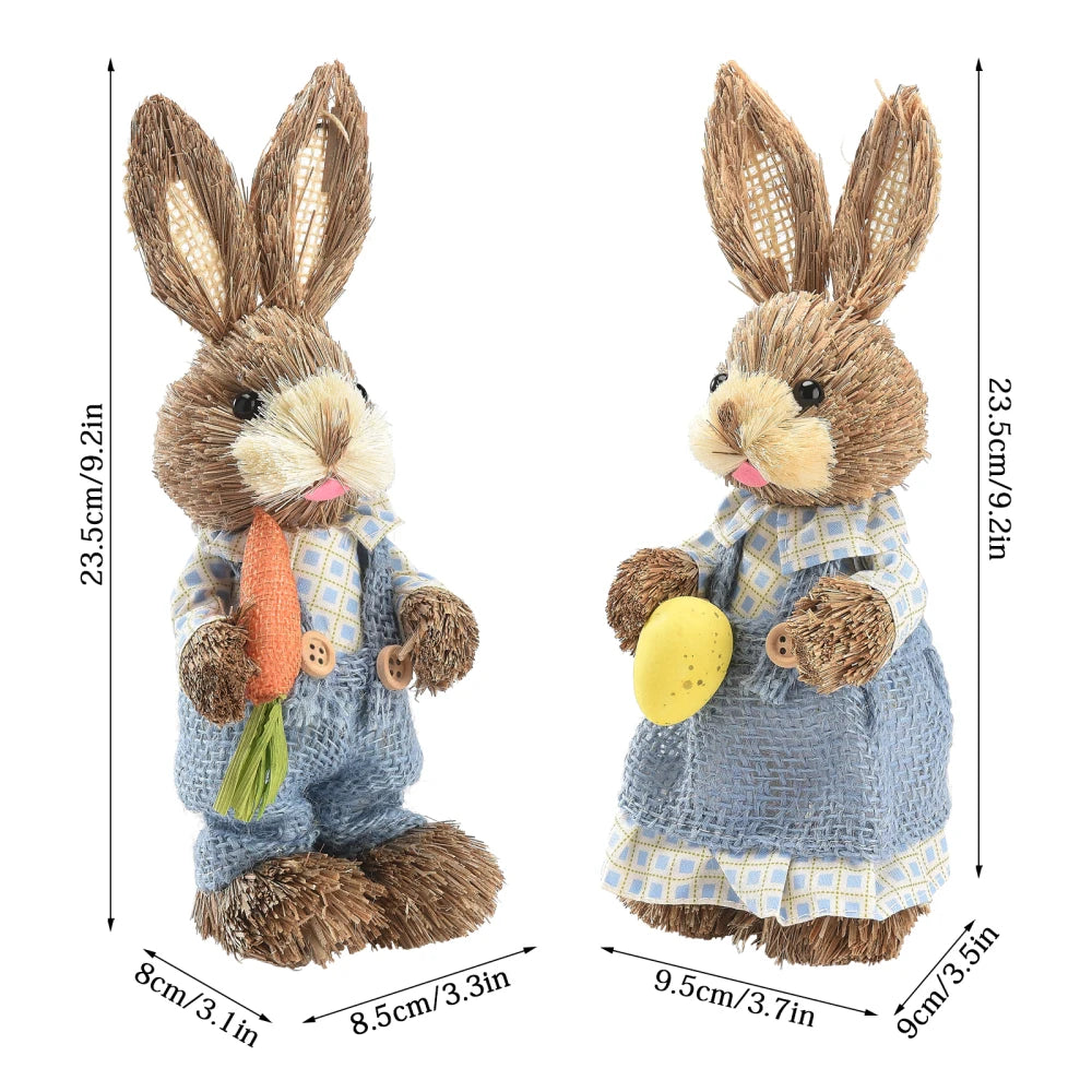 Straw Easter Bunny Ornament Set - Blingy Bag LLC