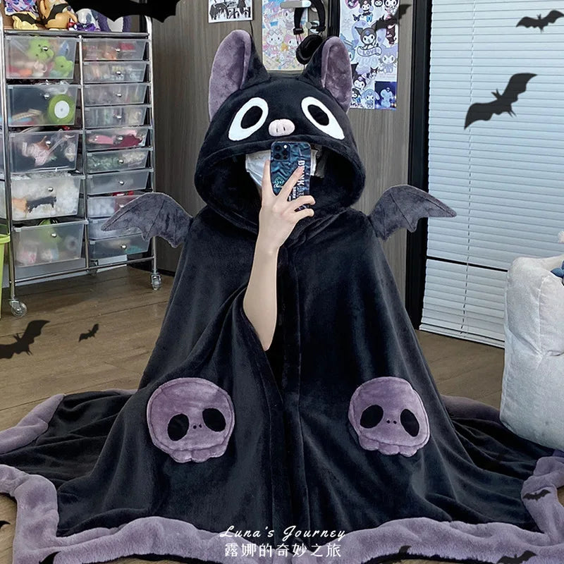 Anime Halloween Cosplay Costume Bat Y2k Plush Pajamas Cloak Sleepwear Costume For Spring Autumn Adults Women Blanket Cape Gifts - Blingy Bag LLC