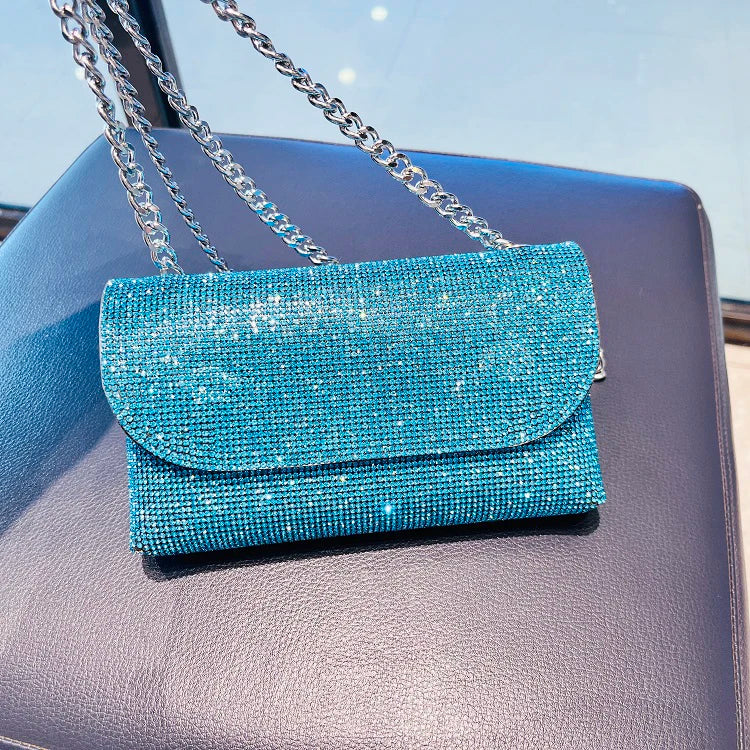 JIOMAY Rhinestones Bag for Women 2024 Mini Purses and Handbags Clutch Wallets Ladies PU Leather Chain Party Evening Shoulder Bag - Blingy Bag LLC