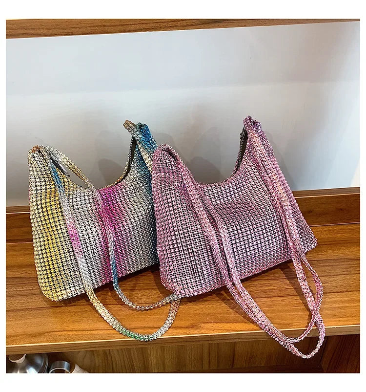 Fashion Rhinestone Shiny Handbag Women Sparkling Evening Clutch Tote Purse Bags Luxury Design Causal Handbag Ladies Shoulder Bag - Blingy Bag LLC