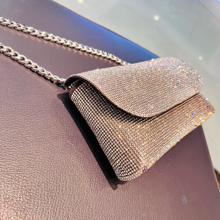 JIOMAY Rhinestones Bag for Women 2024 Mini Purses and Handbags Clutch Wallets Ladies PU Leather Chain Party Evening Shoulder Bag - Blingy Bag LLC