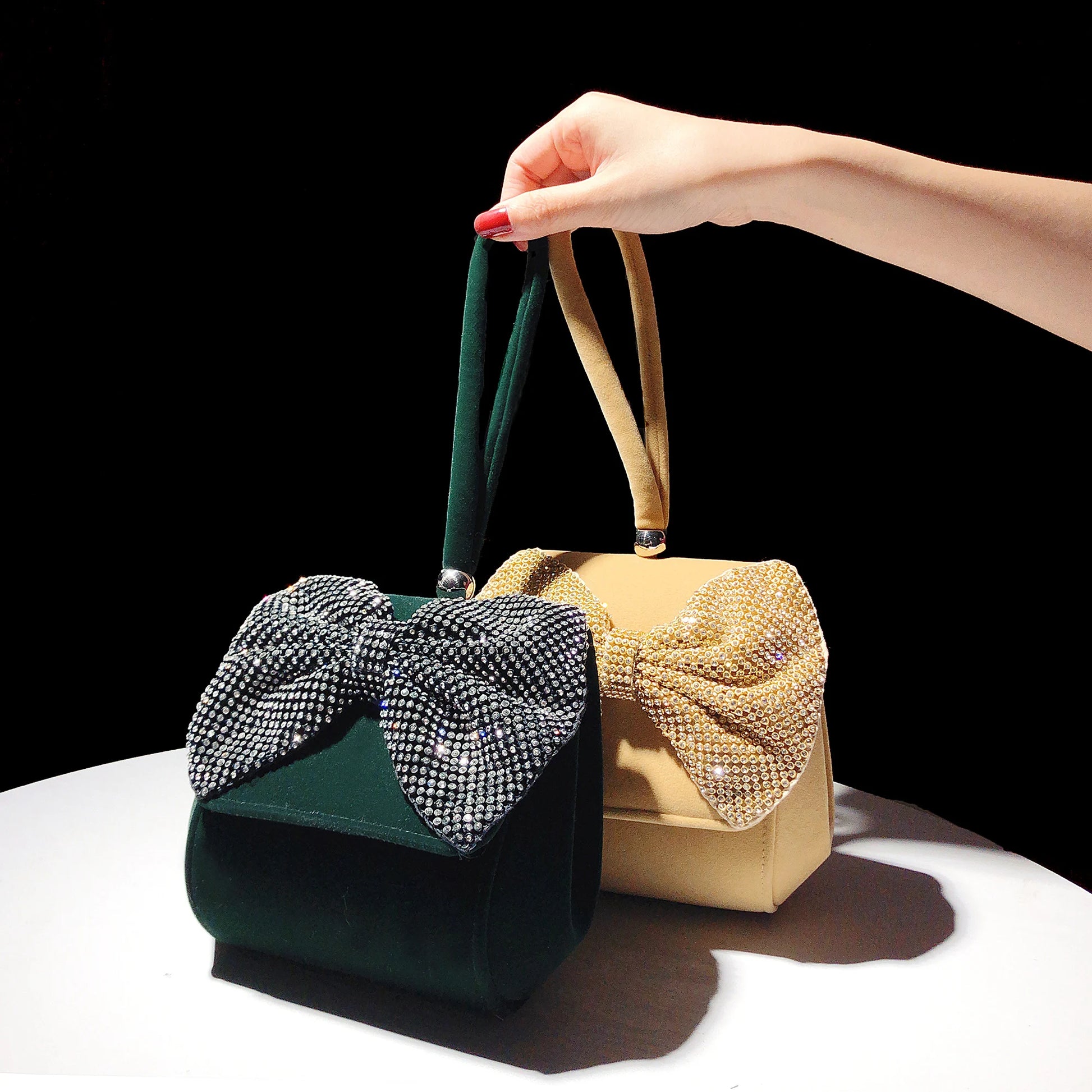 Velvet Bow Knot Hand Purse - Blingy Bag LLC