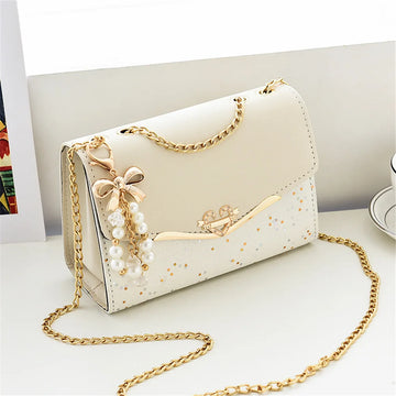 Women’s Sequin Messenger Bag – Trendy PU Leather Handbag