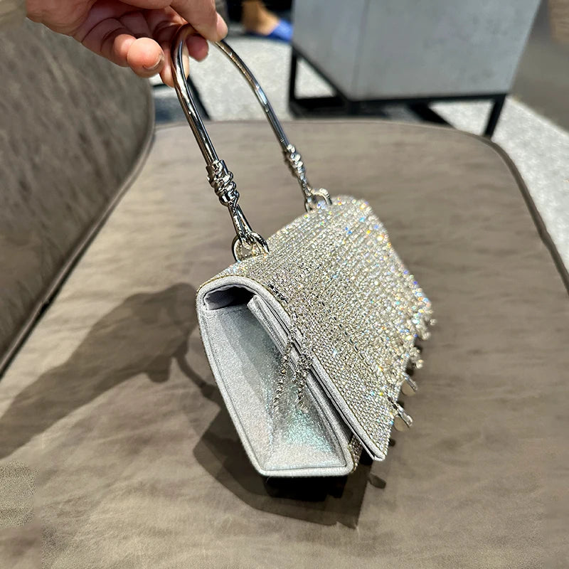 JIOMAY Silver Clutches Bag Luxury Designer HandBags for Women 2024 Bling Rhinestone Evening Tote Bag Fashion Wedding Purses - Blingy Bag LLC