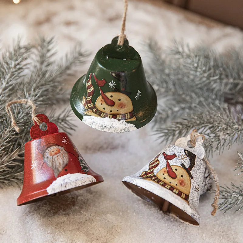 Christmas Bells Ornaments – Retro Wrought Iron Photo Frame Xmas Tree Decorations for Home