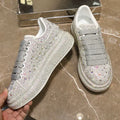 White Silver Crystal Sneakers - Blingy Bag LLC