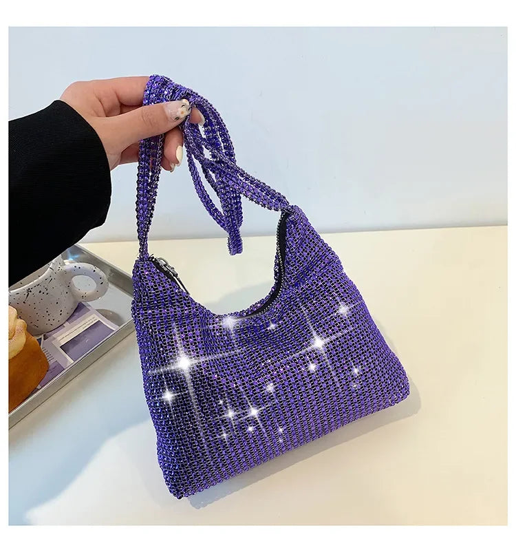 Fashion Rhinestone Shiny Handbag Women Sparkling Evening Clutch Tote Purse Bags Luxury Design Causal Handbag Ladies Shoulder Bag - Blingy Bag LLC