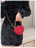 2024 Luxury Diamond Inlay Heart Shape Crystal Clutch Purse Stones Evening Wedding Party Shoulder Bag Rhinestone Clutches Bags - Blingy Bag LLC