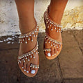 Pearl Ankle Strap Sandals - Blingy Bag LLC