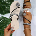 Flat Rhinestone Beach Sandals - Blingy Bag LLC