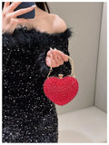 2024 Luxury Diamond Inlay Heart Shape Crystal Clutch Purse Stones Evening Wedding Party Shoulder Bag Rhinestone Clutches Bags - Blingy Bag LLC