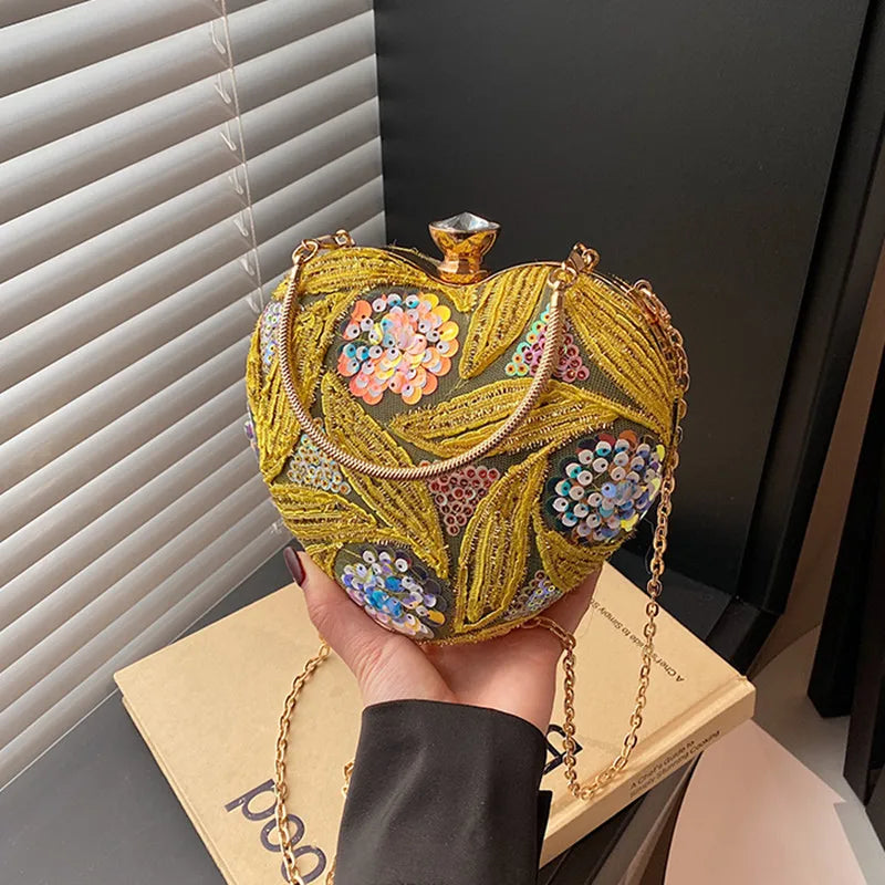 Luxury Gold Clutch Bag – 2025 Women’s Evening Party Crossbody Designer Handbag