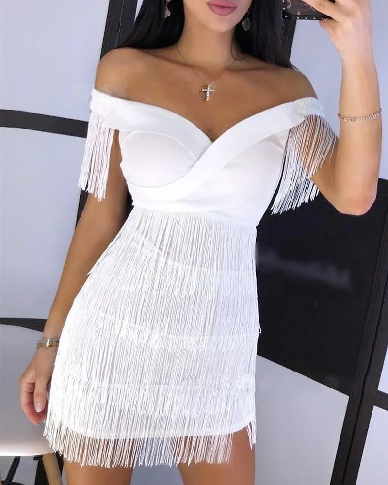 Fringe Tassel Bodycon Dress - Blingy Bag LLC