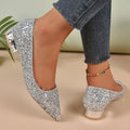 Low Heel Shiny Pointed Shoes - Blingy Bag LLC