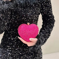 2024 Luxury Diamond Inlay Heart Shape Crystal Clutch Purse Stones Evening Wedding Party Shoulder Bag Rhinestone Clutches Bags - Blingy Bag LLC