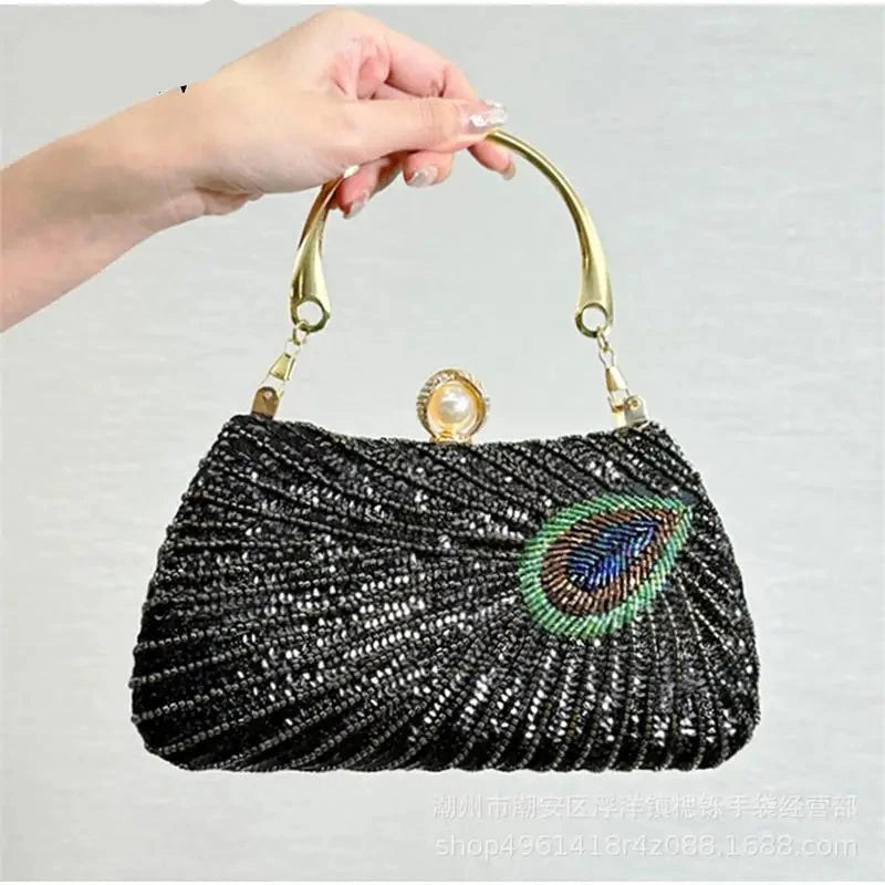 Peacock Beads Bling Clutch - Blingy Bag LLC