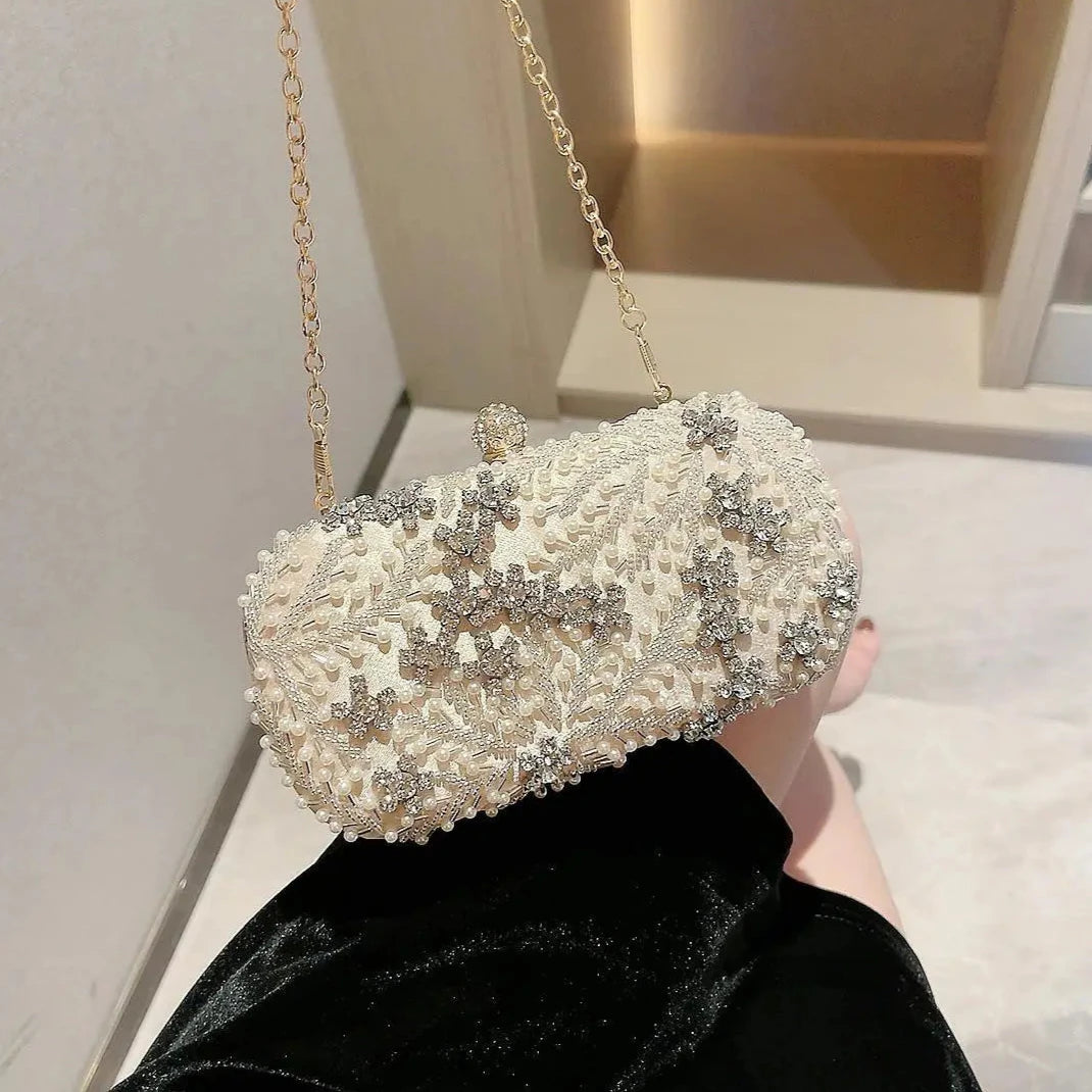 Dazzling Flower Pearl Clutch - Blingy Bag LLC