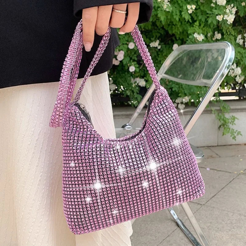 Fashion Rhinestone Shiny Handbag Women Sparkling Evening Clutch Tote Purse Bags Luxury Design Causal Handbag Ladies Shoulder Bag - Blingy Bag LLC