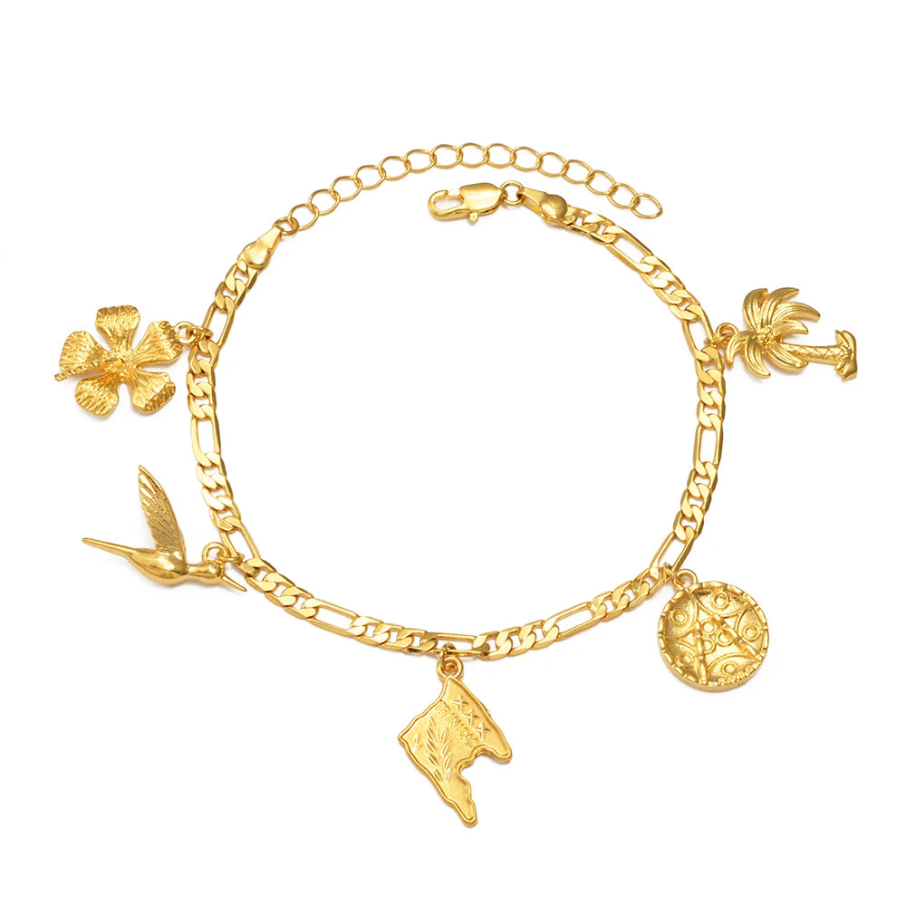 Gold Chain Charm Anklet - Blingy Bag LLC