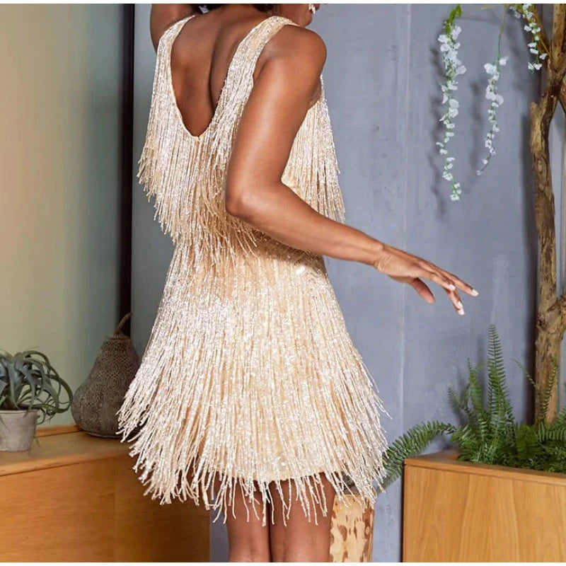 Feather Sexy Sequin Mini Dress - Blingy Bag LLC