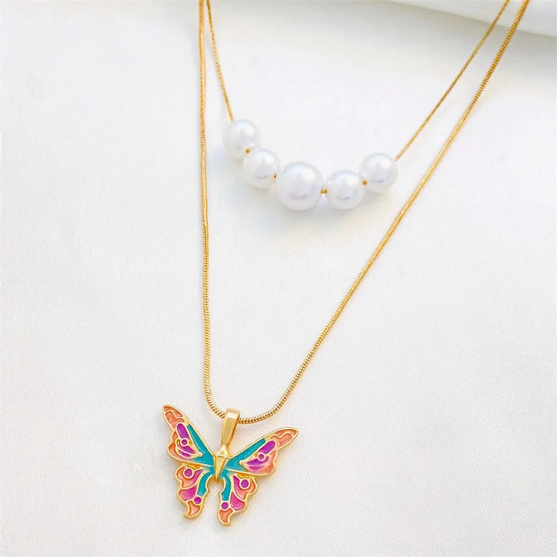 Barbie Butterfly Pearl Necklace - Blingy Bag LLC