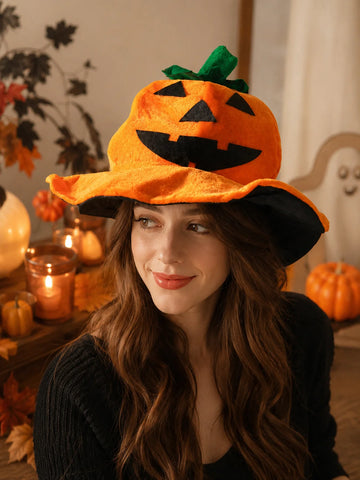 Halloween Pumpkin Hat – Orange Jack-O’-Lantern Costume Cap