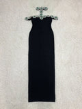 Diamond Chain Halter Maxi Dress - Blingy Bag LLC