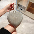 Rhinestone Evening Bag Heart Pattern Silver Clutch Womens Fashion Diamond Banquet Clutch And Purse Wedding Bridal Prom Wallets - Blingy Bag LLC