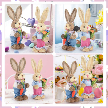 Straw Easter Bunny Ornament Set - Blingy Bag LLC