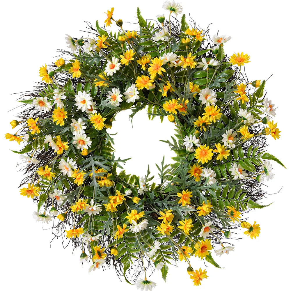 Yellow Daisy Spring Wreath - Blingy Bag LLC