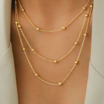 Stainless Steel Multi-Layer Bead Necklace – Delicate Women’s Jewelry for Party & Gifts