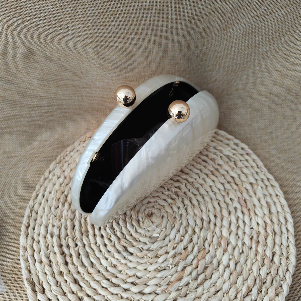 Irregular Oval White Pearl Purse - Blingy Bag LLC