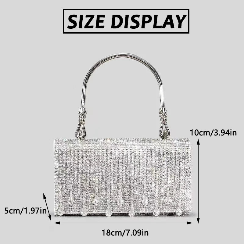 JIOMAY Silver Clutches Bag Luxury Designer HandBags for Women 2024 Bling Rhinestone Evening Tote Bag Fashion Wedding Purses - Blingy Bag LLC