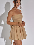 Bright Silk Strapless Mini Dress - Blingy Bag LLC