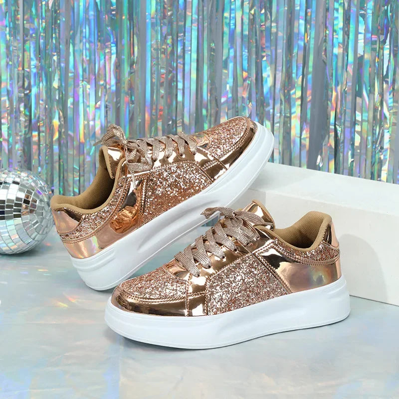 Glitter Lace-Up Bling Sneakers - Blingy Bag LLC