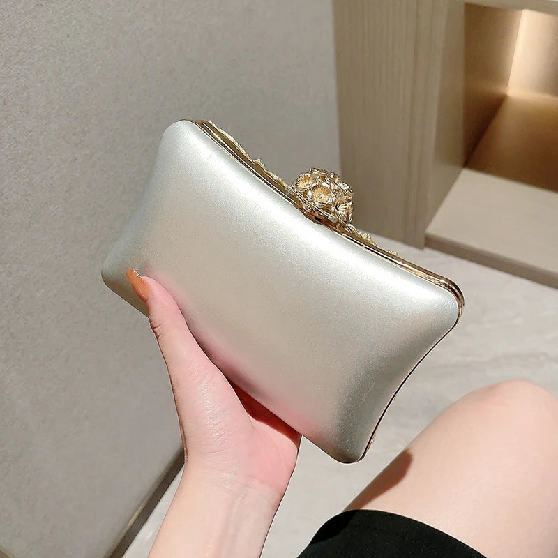 Hollow Rhinestone Evening Bag Elegant Box Clutch Purse Women's Handbags For Party Prom Wedding - Blingy Bag LLC