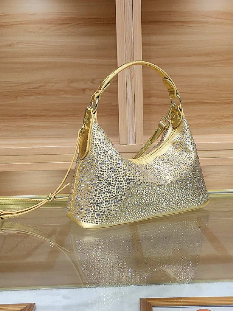 Women’s Rhinestone Evening Handbag – Luxury Sparkly Shoulder Tote Bag for Party & Dinner