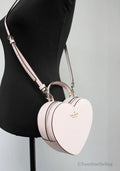 Kate Spade Love Shack Chalk Pink Saffiano Leather Top Handle Heart Crossbody Handbag - Blingy Bag LLC