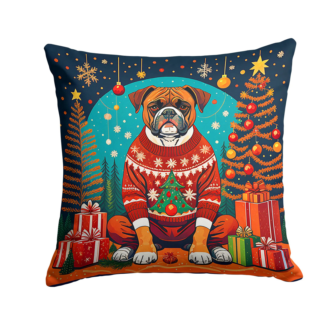 Boxer Christmas Throw Pillow - Blingy Bag LLC