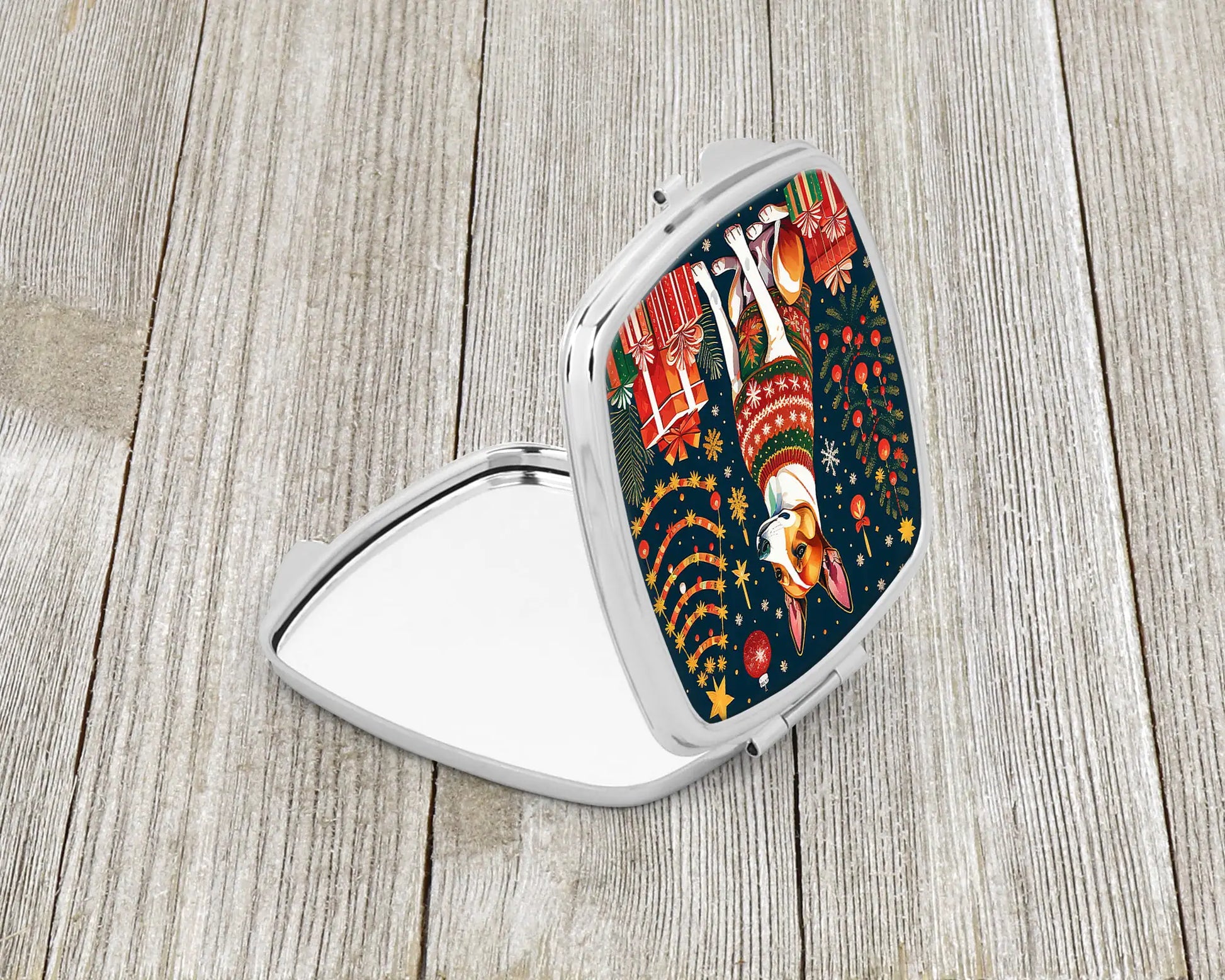 Basenji Christmas Compact Mirror - Blingy Bag LLC