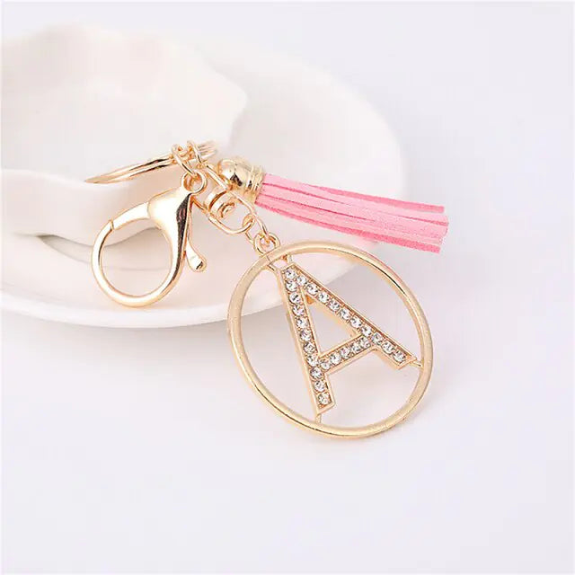 Rhinestones English Letter Alloy Keychain - Blingy Bag LLC